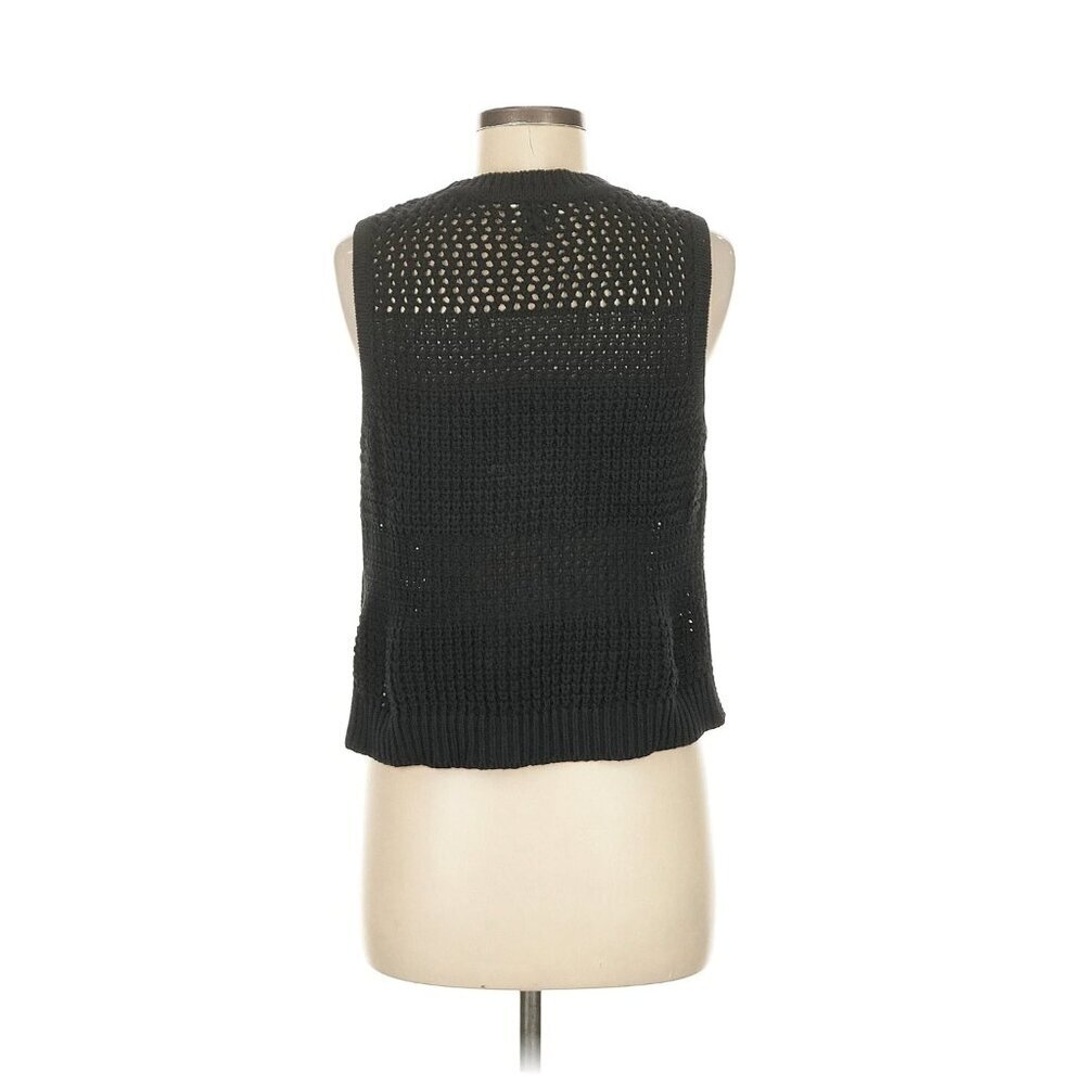 Universal Thread | EUC Openwork Crochet Sleeveless Sweater Tank Top Black Medium - Picture 3 of 12
